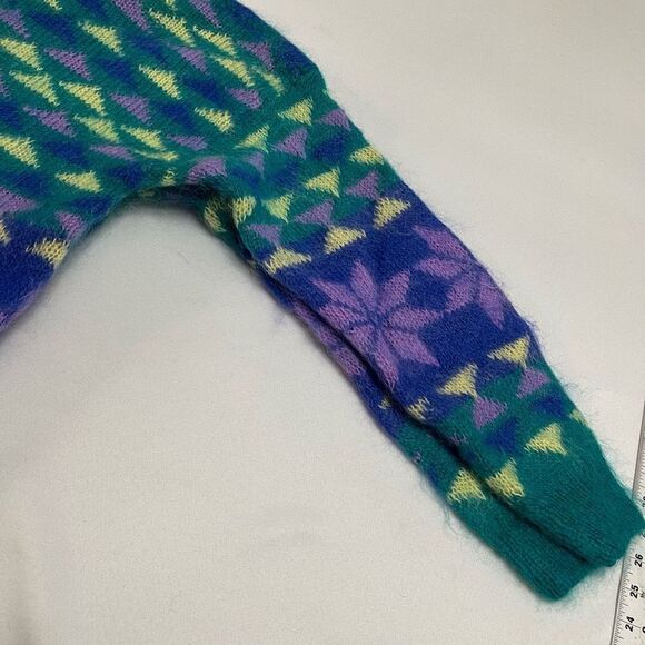 Gallagher Mohair Teal Geometric VTG Sweater Size Medium - Picture 13 of 13